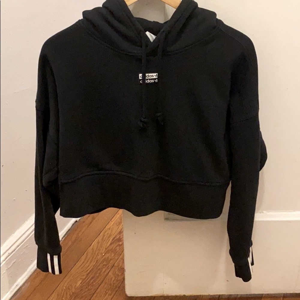 Adidas black cropped hoodie